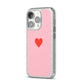 Red Heart iPhone 14 Pro Glitter Tough Case Silver Angled Image