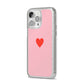 Red Heart iPhone 14 Pro Max Glitter Tough Case Silver Angled Image