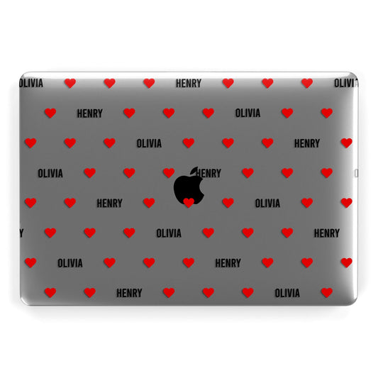 Red Hearts with Couple s Names Apple MacBook Case