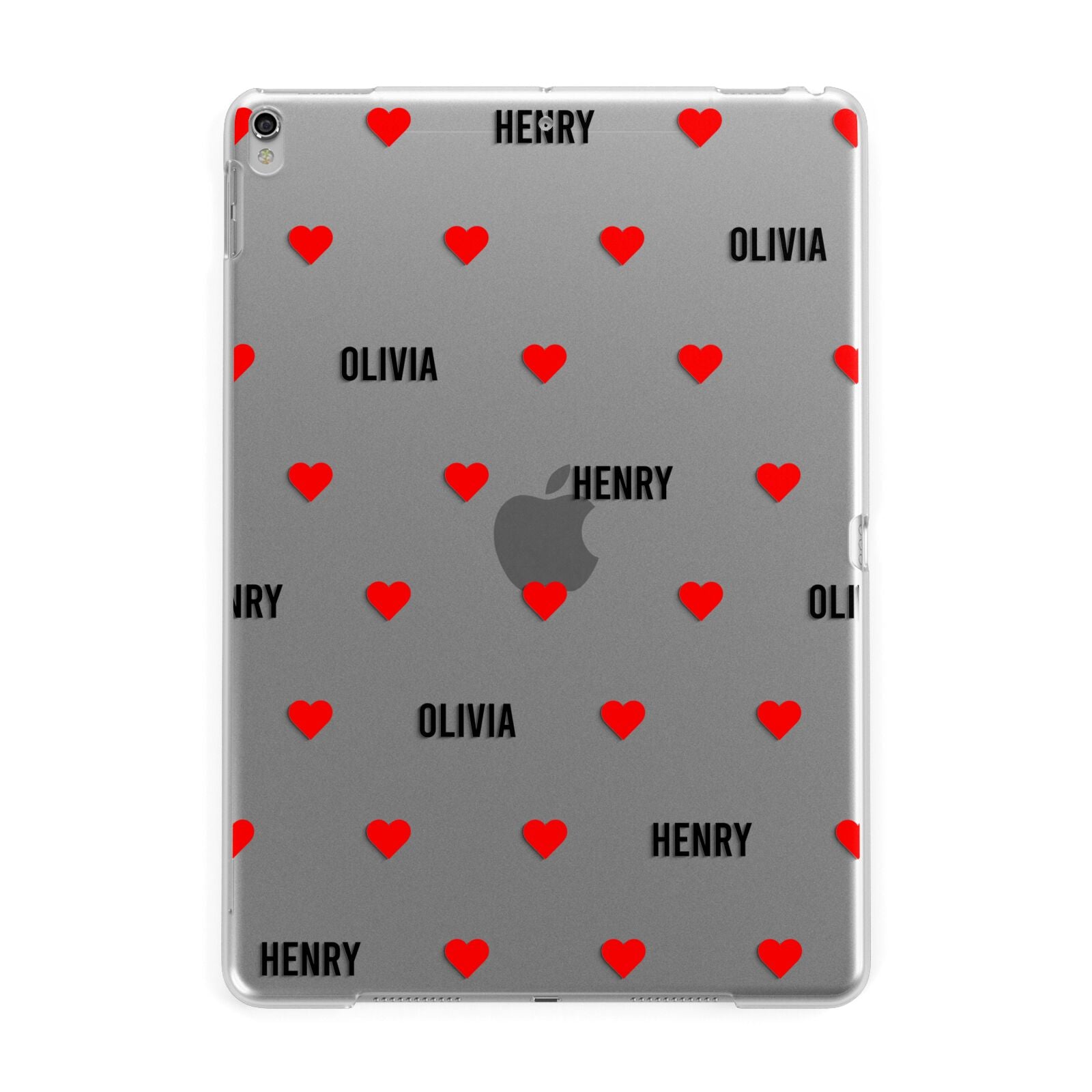 Red Hearts with Couple s Names Apple iPad Silver Case