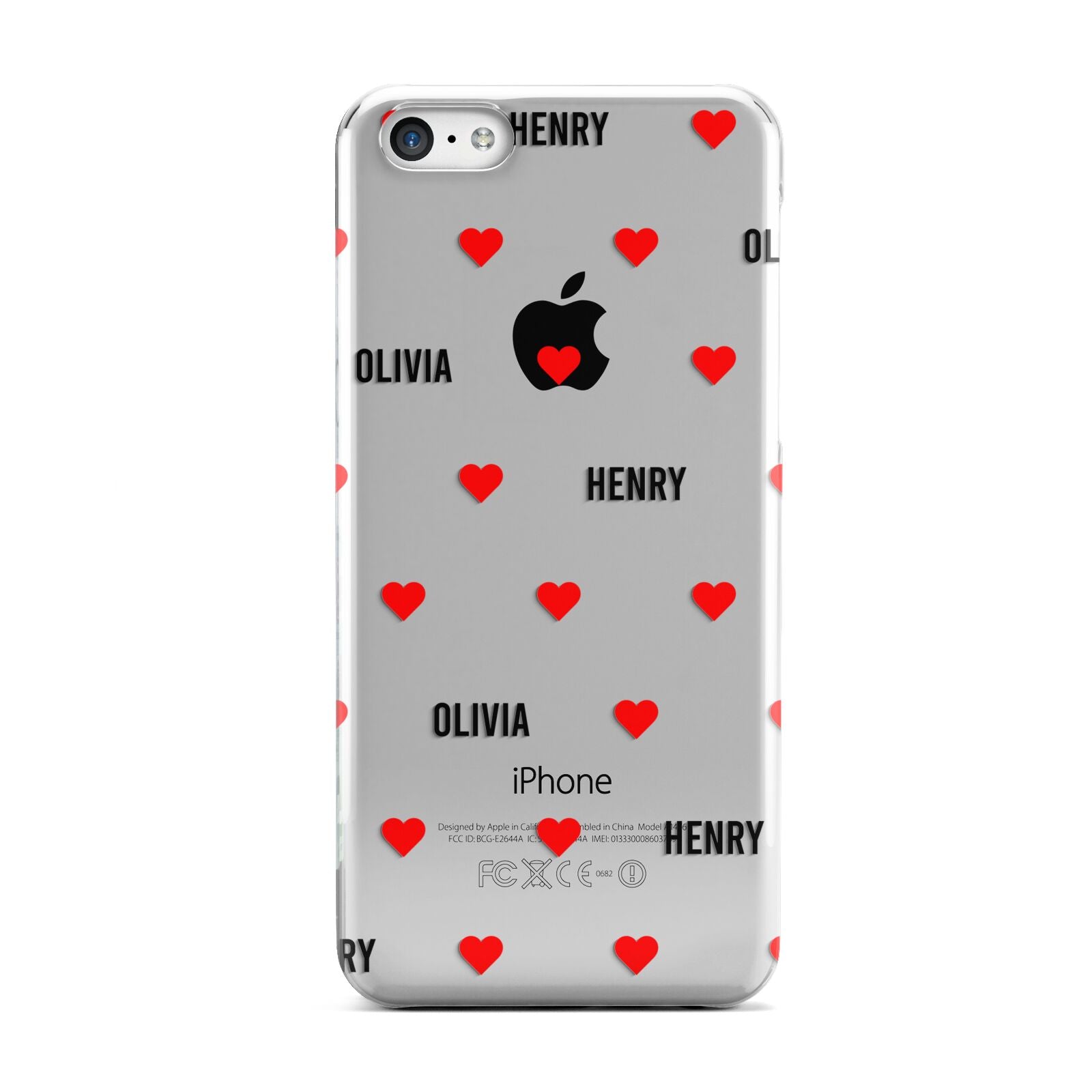 Red Hearts with Couple s Names Apple iPhone 5c Case