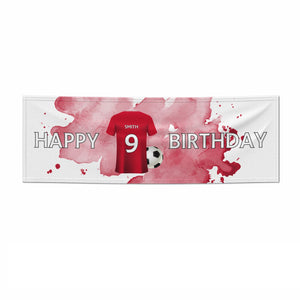 Red Personalised Football Shirt Name Number Banner