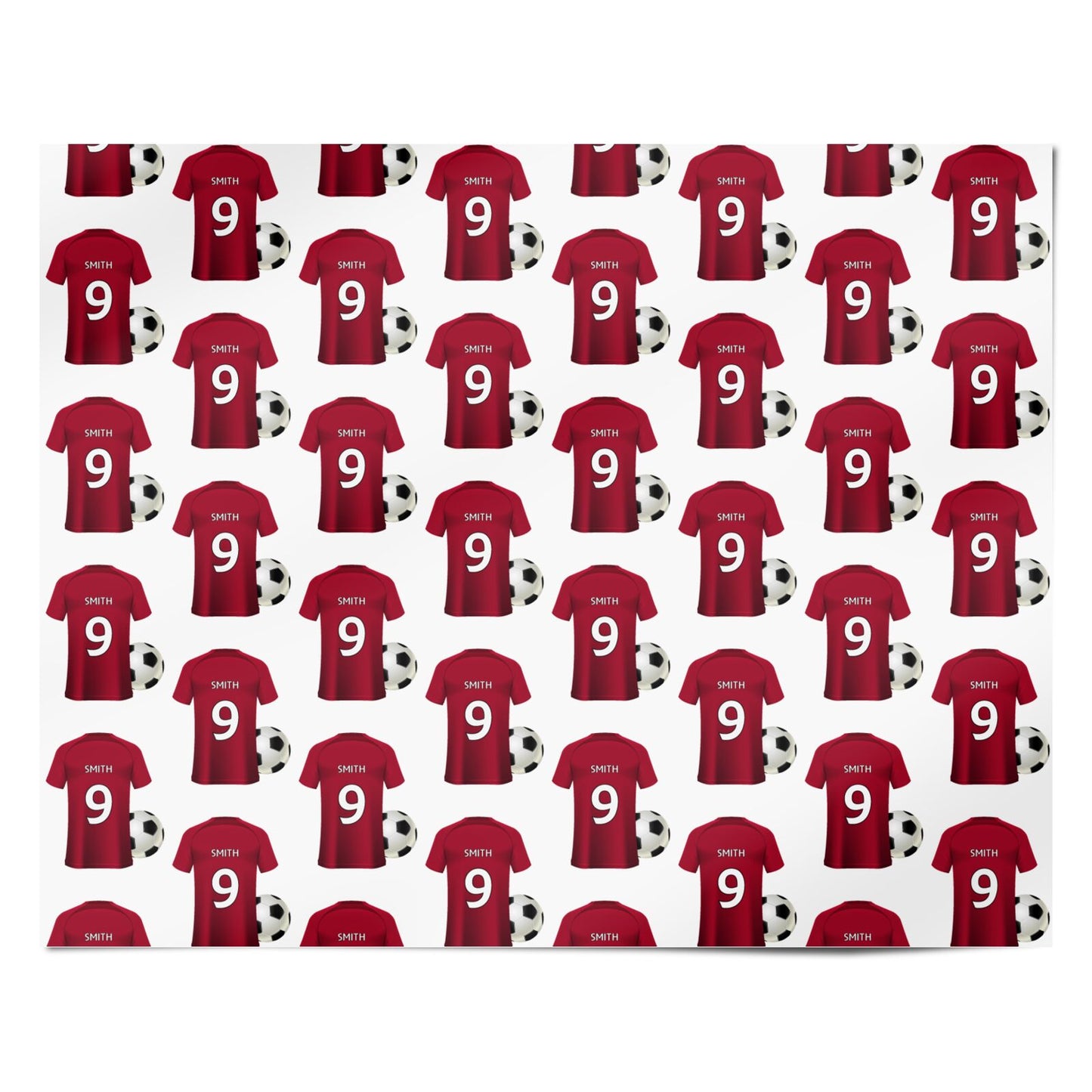 Red Personalised Football Shirt Personalised Wrapping Paper Alternative