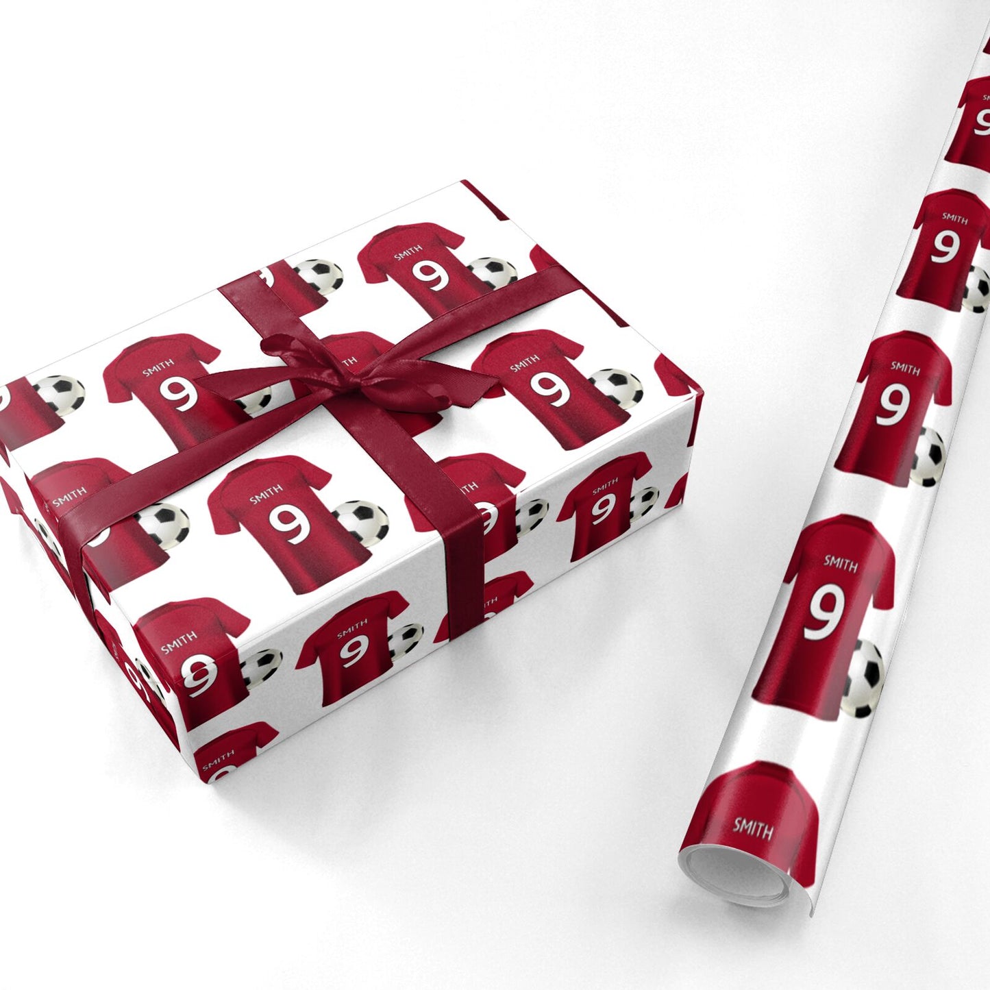 Red Personalised Football Shirt Personalised Wrapping Paper
