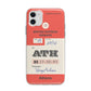 Red Vintage Baggage Tag Apple iPhone 11 in White with Bumper Case