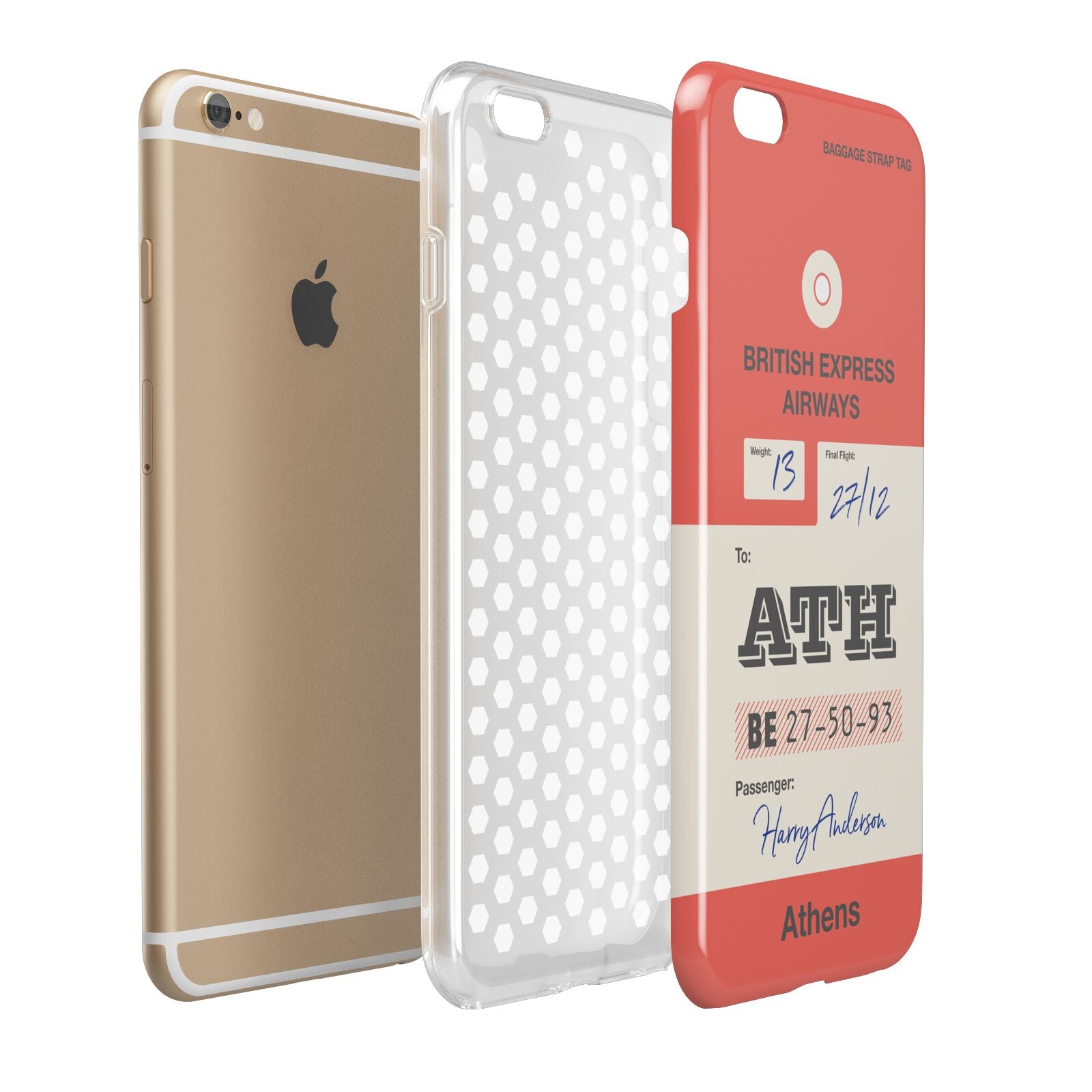 Red Vintage Baggage Tag Apple iPhone 6 Plus 3D Tough Case Expand Detail Image