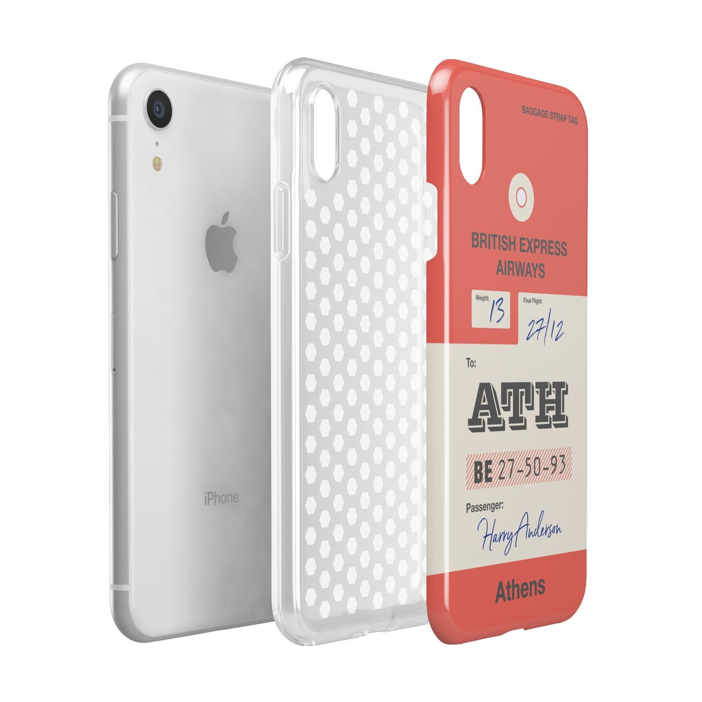 Red Vintage Baggage Tag Apple iPhone XR White 3D Tough Case Expanded view
