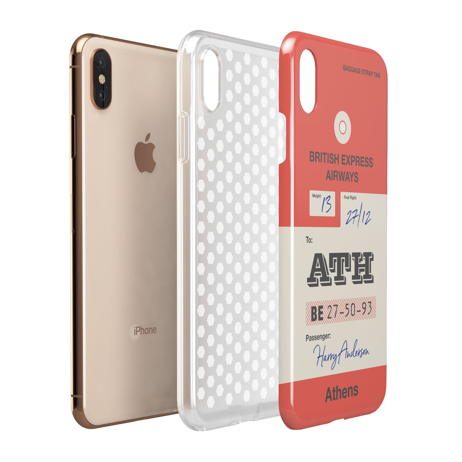 Red Vintage Baggage Tag Apple iPhone Xs Max 3D Tough Case Expanded View