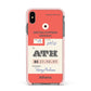 Red Vintage Baggage Tag Apple iPhone Xs Max Impact Case Pink Edge on Black Phone