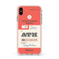 Red Vintage Baggage Tag Apple iPhone Xs Max Impact Case Pink Edge on Silver Phone