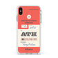 Red Vintage Baggage Tag Apple iPhone Xs Max Impact Case White Edge on Silver Phone