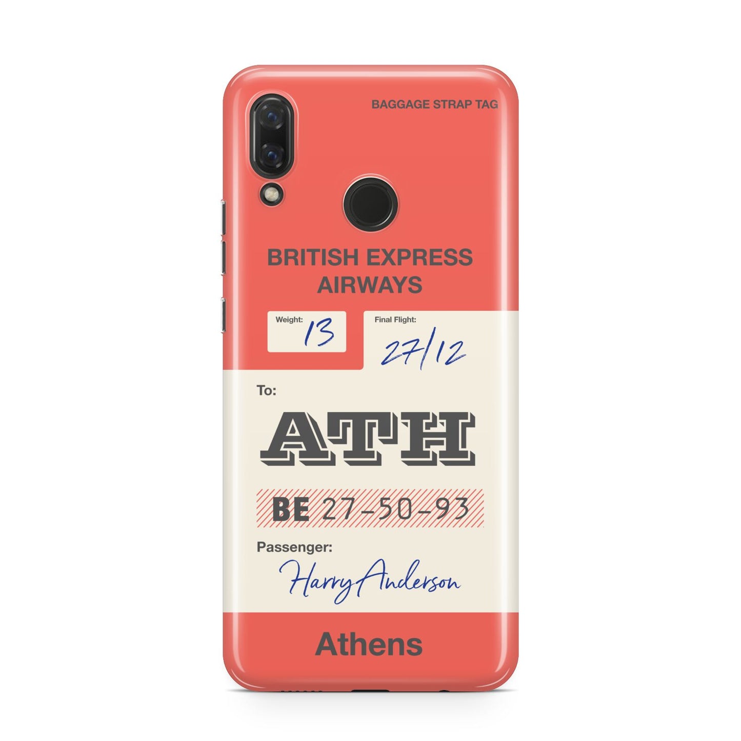 Red Vintage Baggage Tag Huawei Nova 3 Phone Case