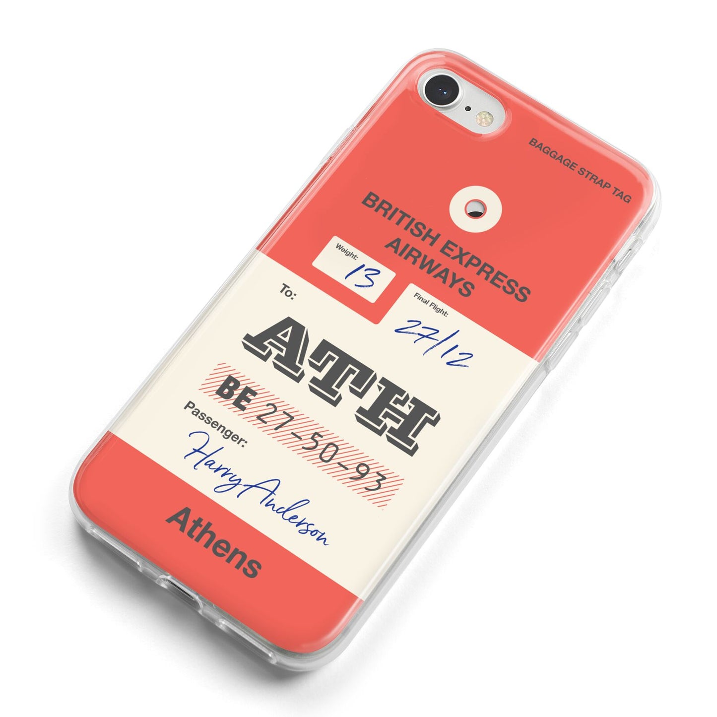 Red Vintage Baggage Tag iPhone 8 Bumper Case on Silver iPhone Alternative Image