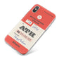 Red Vintage Baggage Tag iPhone X Bumper Case on Silver iPhone