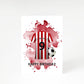 Red White Striped Personalised Football Shirt A5 Greetings Card