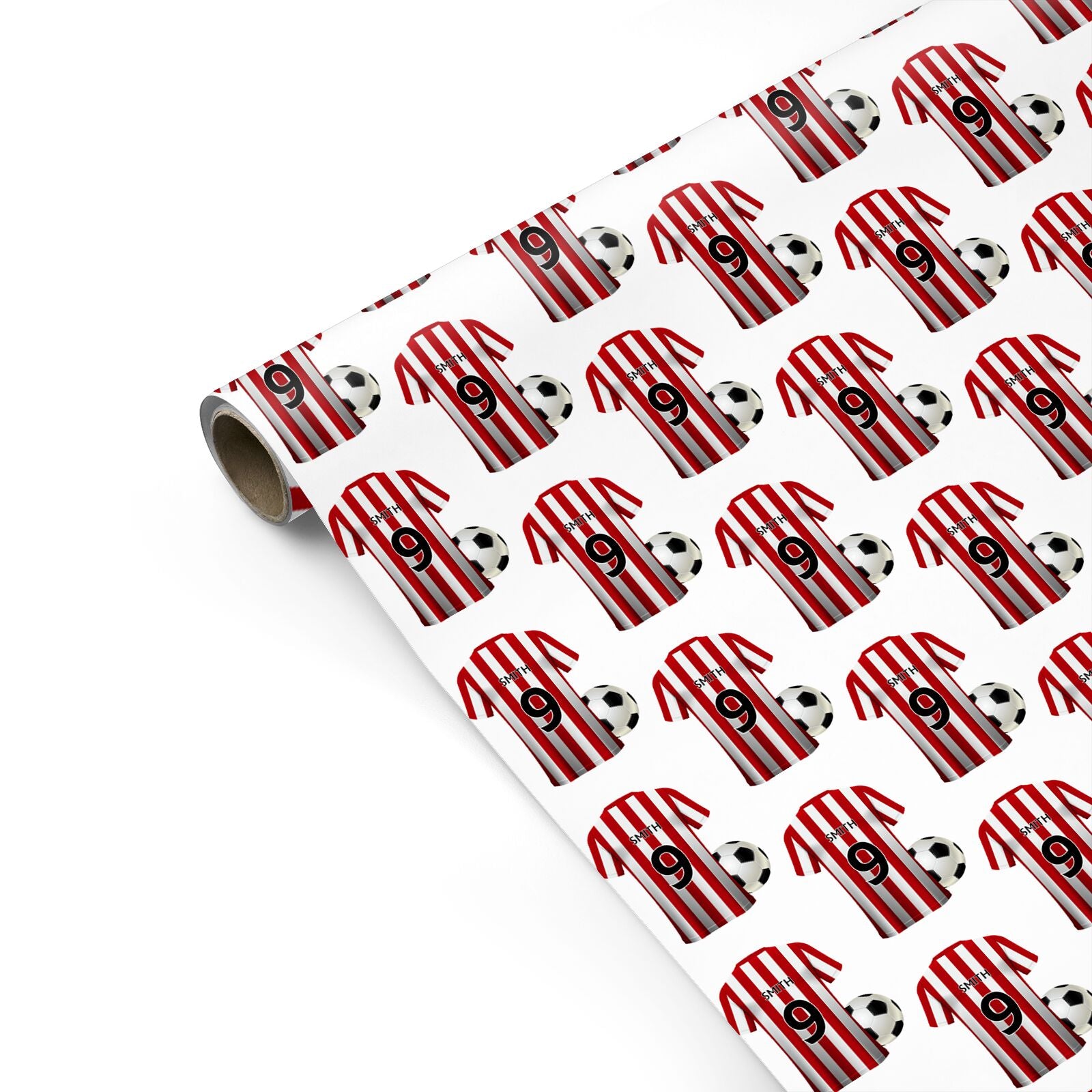Red White Striped Personalised Football Shirt Personalised Gift Wrap