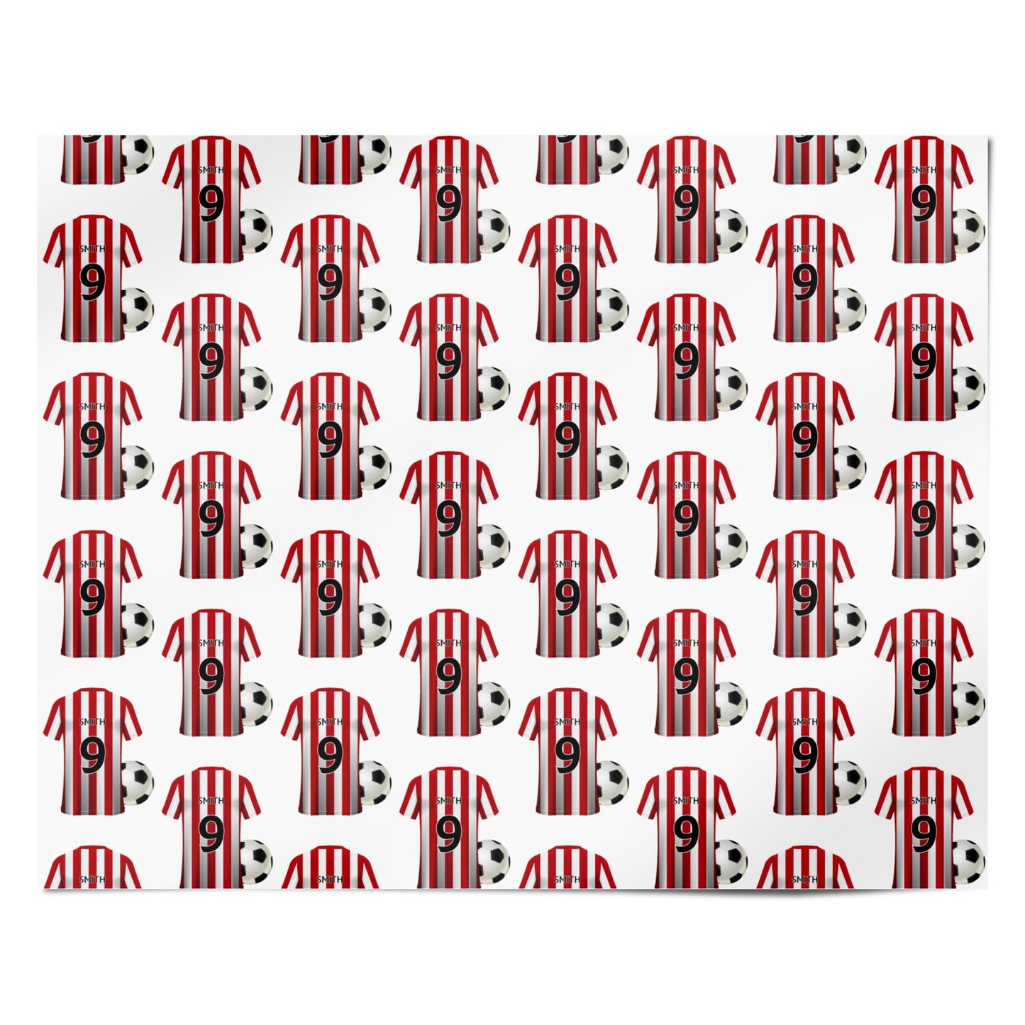Red White Striped Personalised Football Shirt Personalised Wrapping Paper Alternative
