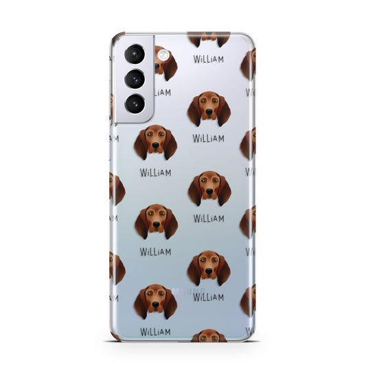 Redbone Coonhound Icon with Name Samsung S21 Plus Phone Case
