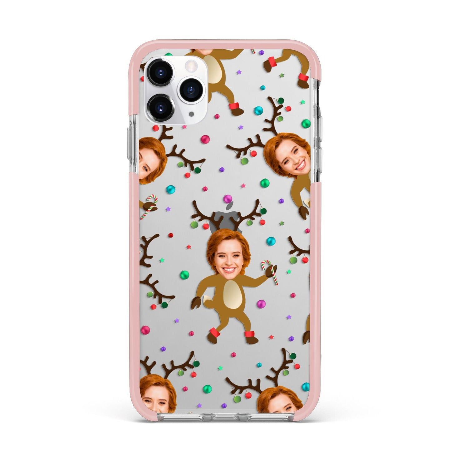 Reindeer Photo Face iPhone 11 Pro Max Impact Pink Edge Case