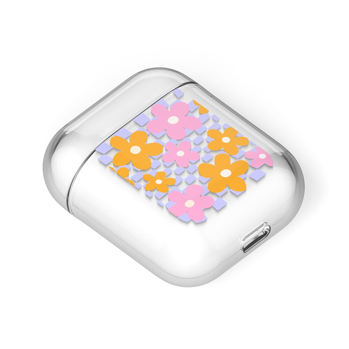 Retro Check Floral AirPods Case Laid Flat