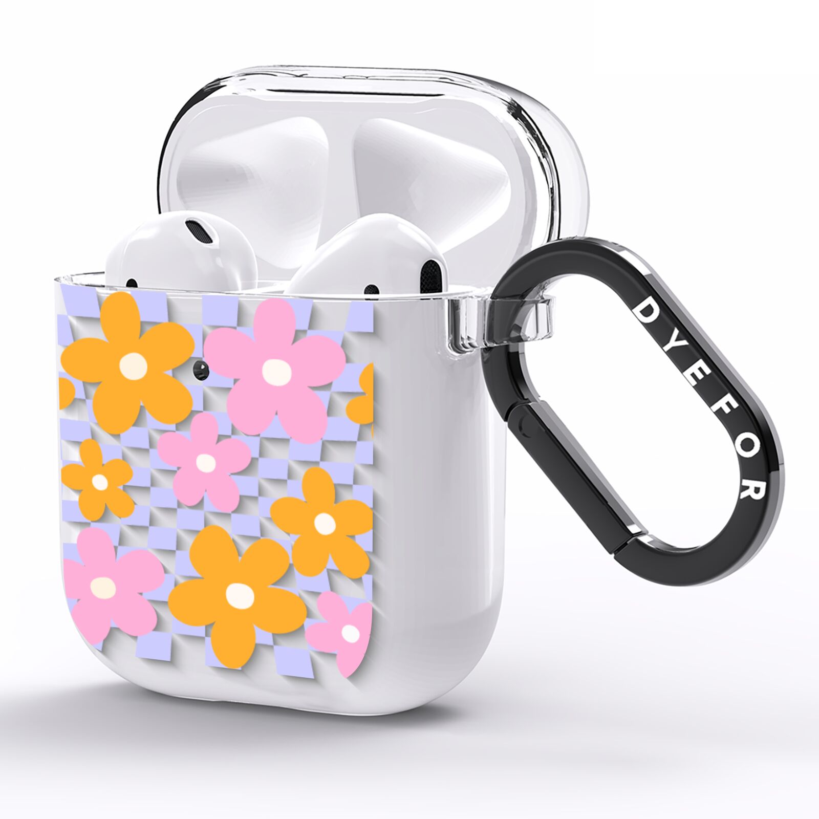 Retro Check Floral AirPods Clear Case Side Image