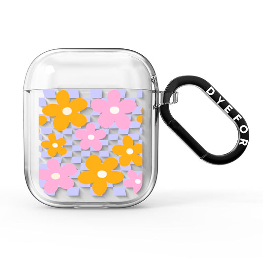 Retro Check Floral AirPods Clear Case
