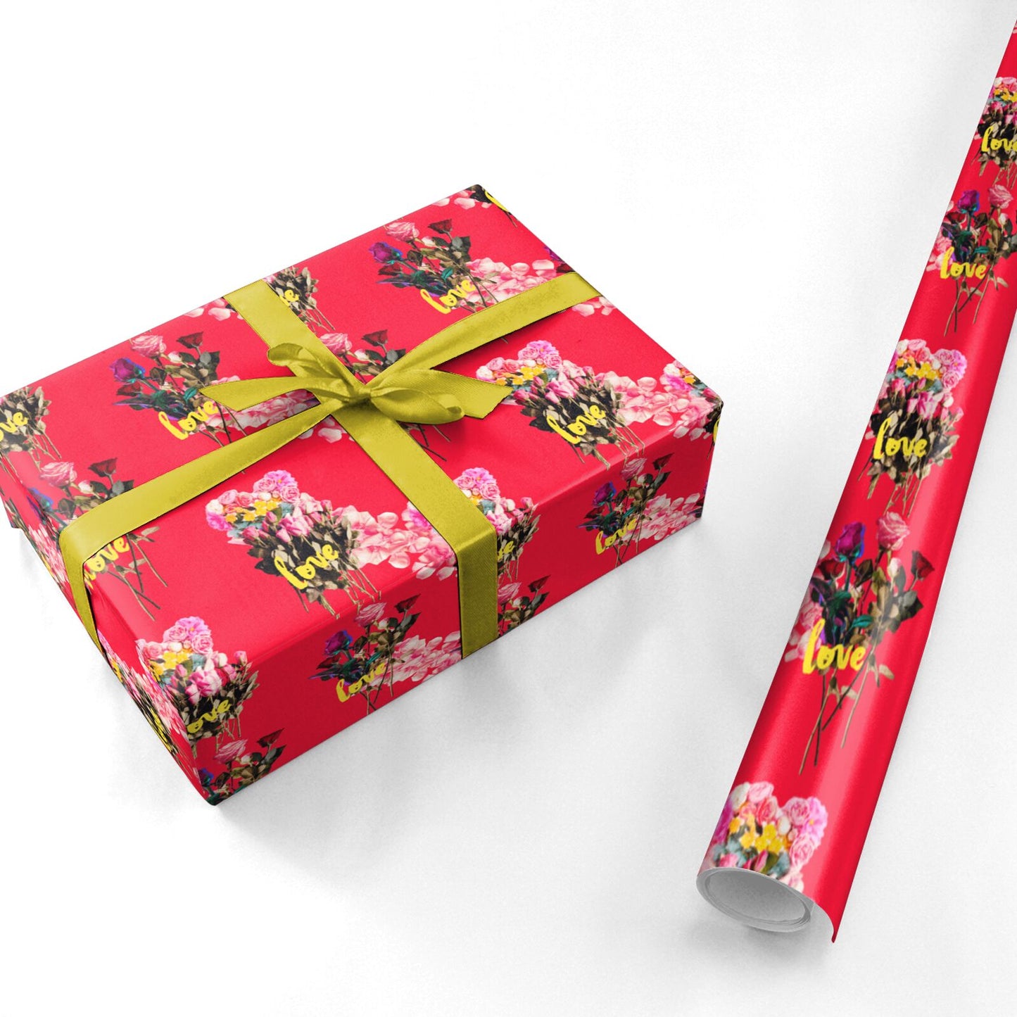 Retro Floral Valentine Personalised Wrapping Paper