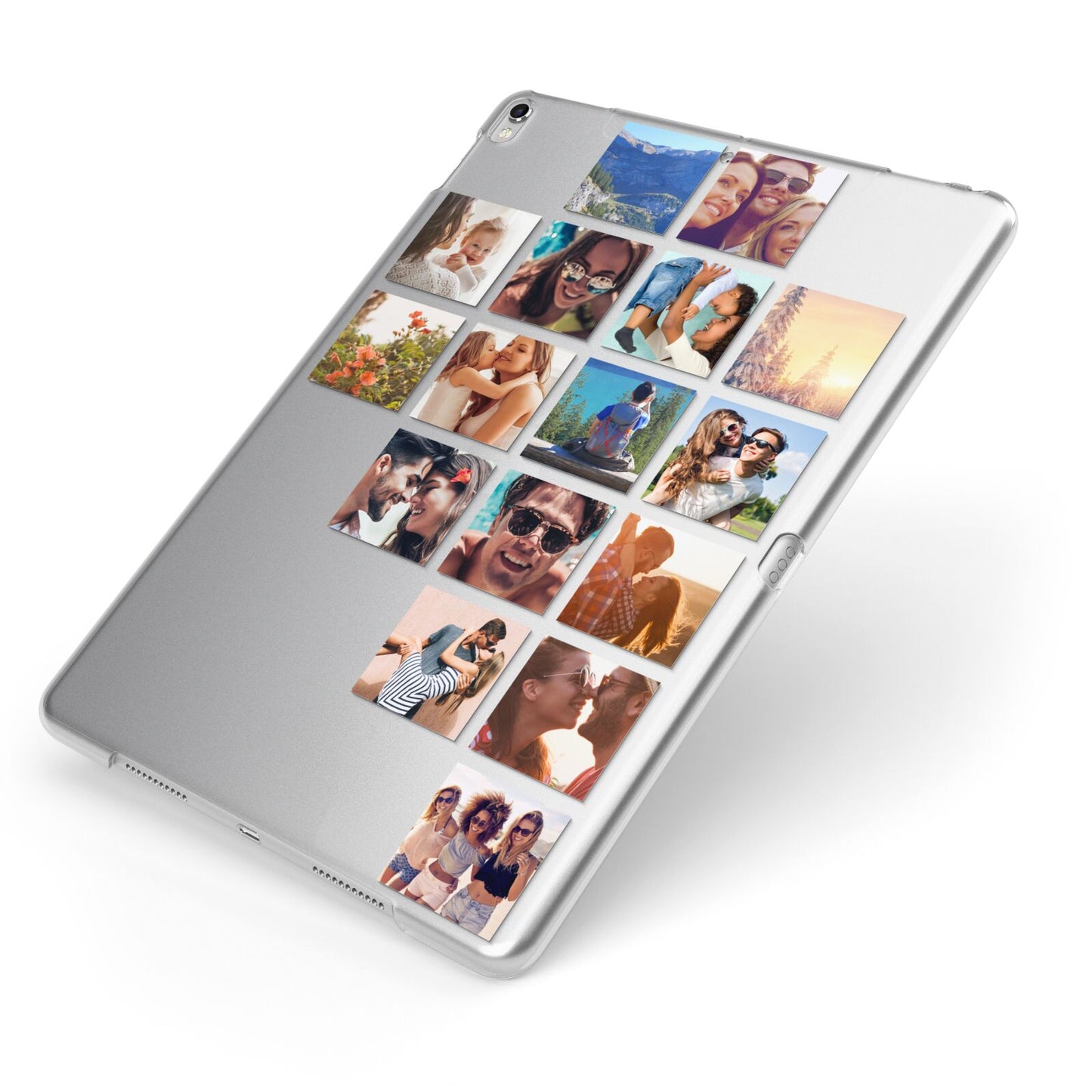 Right Diagonal Photo Montage Upload Apple iPad Case on Silver iPad Side View