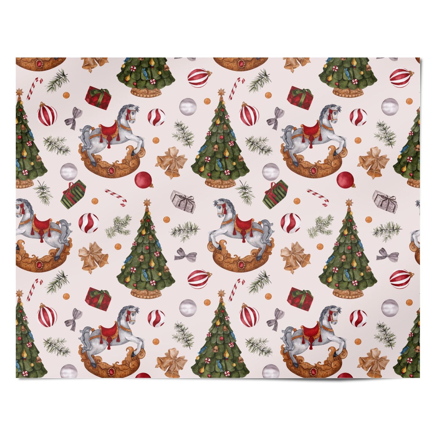 Rocking Horse Christmas Personalised Wrapping Paper Alternative