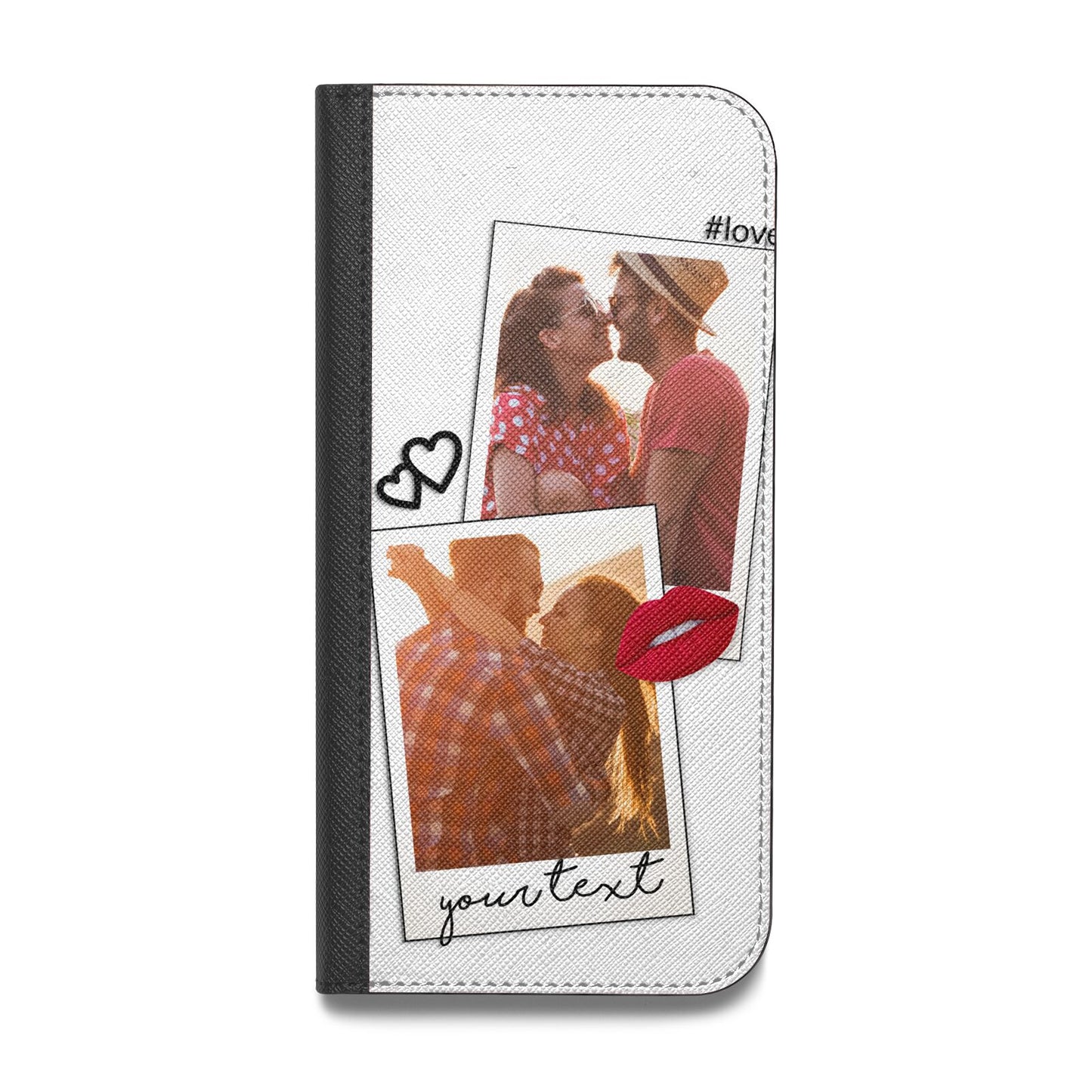 Romantic Pinboard Photo Montage Upload with Text Vegan Leather Flip Samsung Case