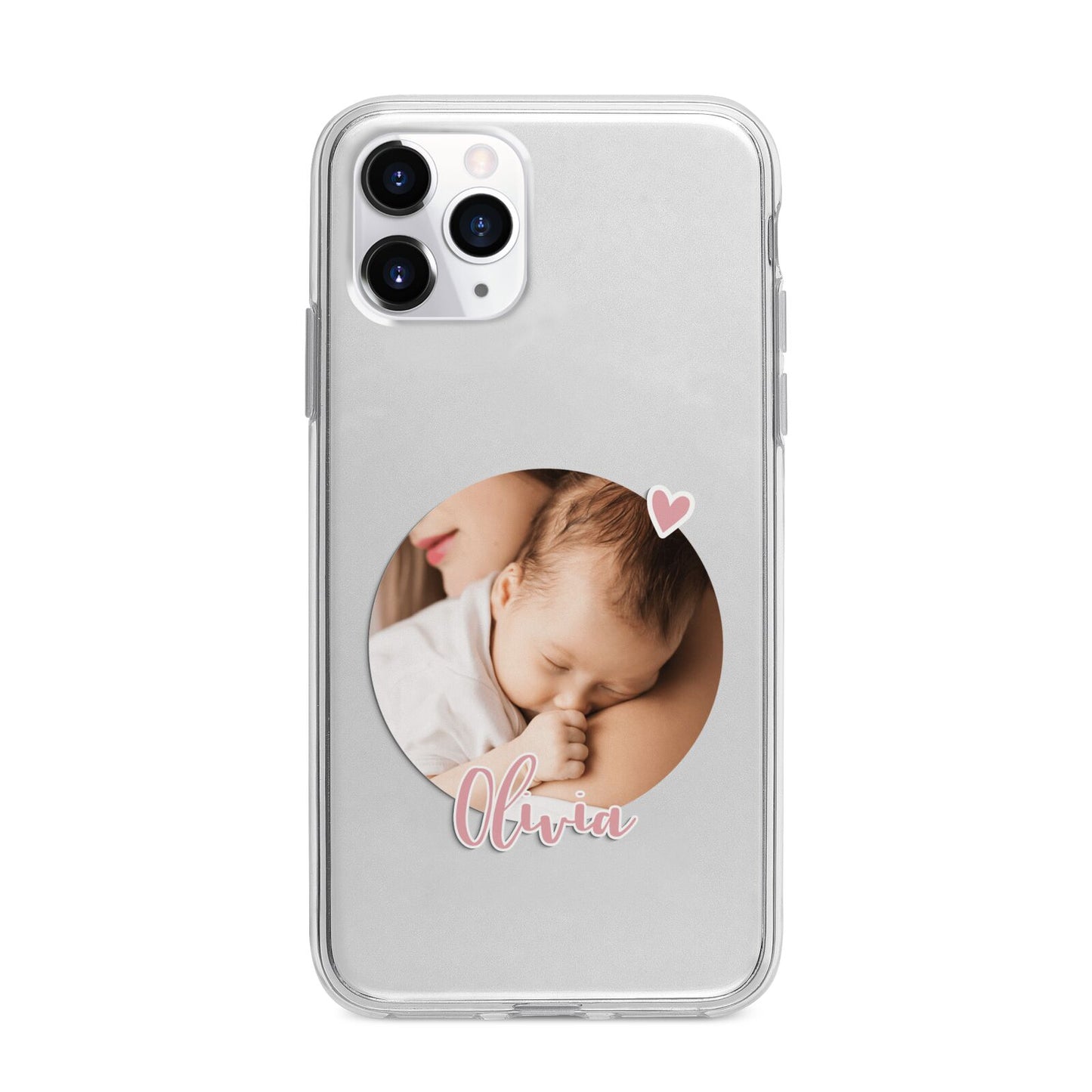 Round Photo Love Upload Apple iPhone 11 Pro Max in Silver with Bumper Case