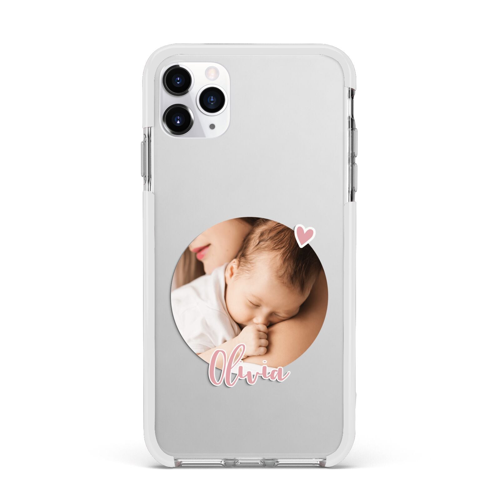 Round Photo Love Upload Apple iPhone 11 Pro Max in Silver with White Impact Case