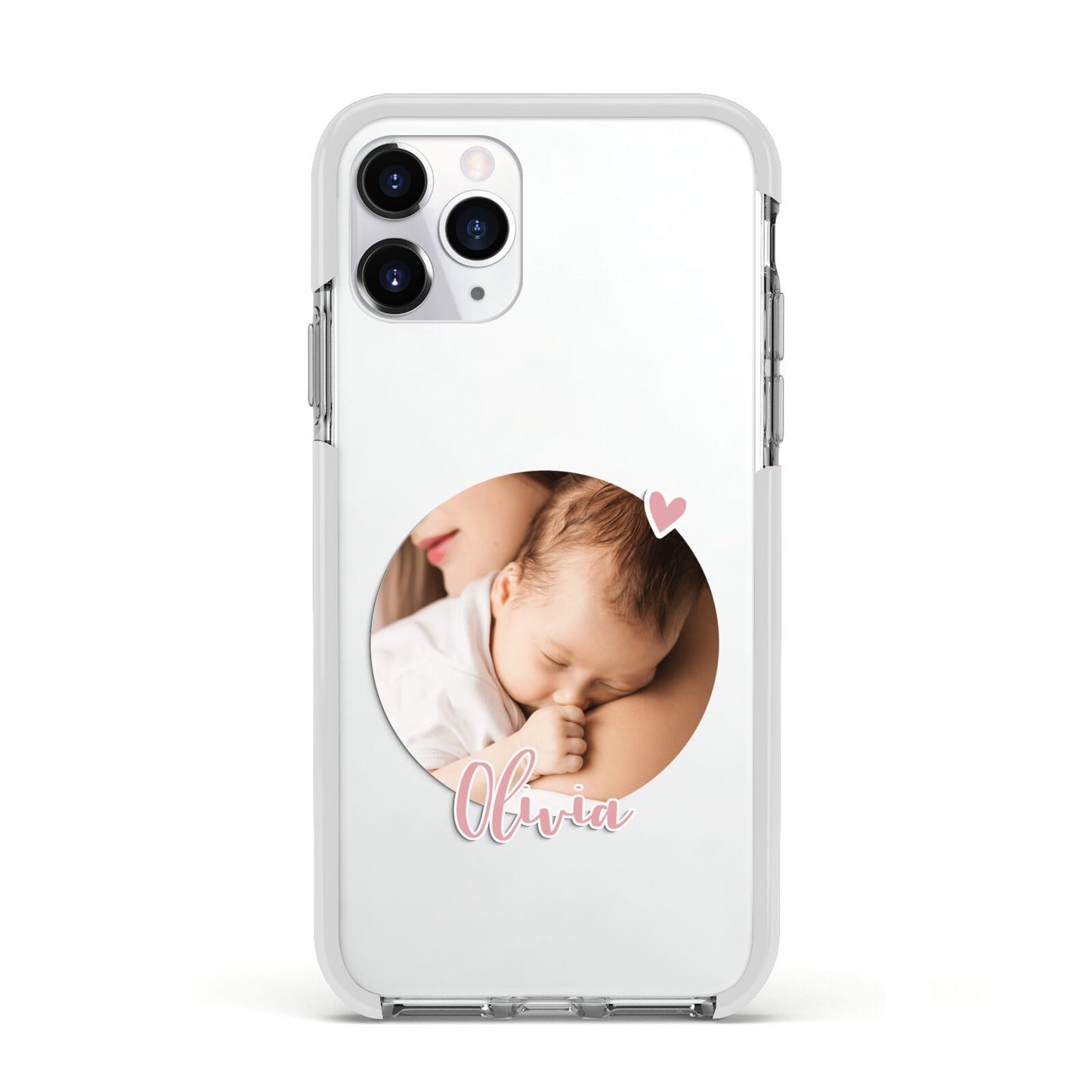 Round Photo Love Upload Apple iPhone 11 Pro in Silver with White Impact Case