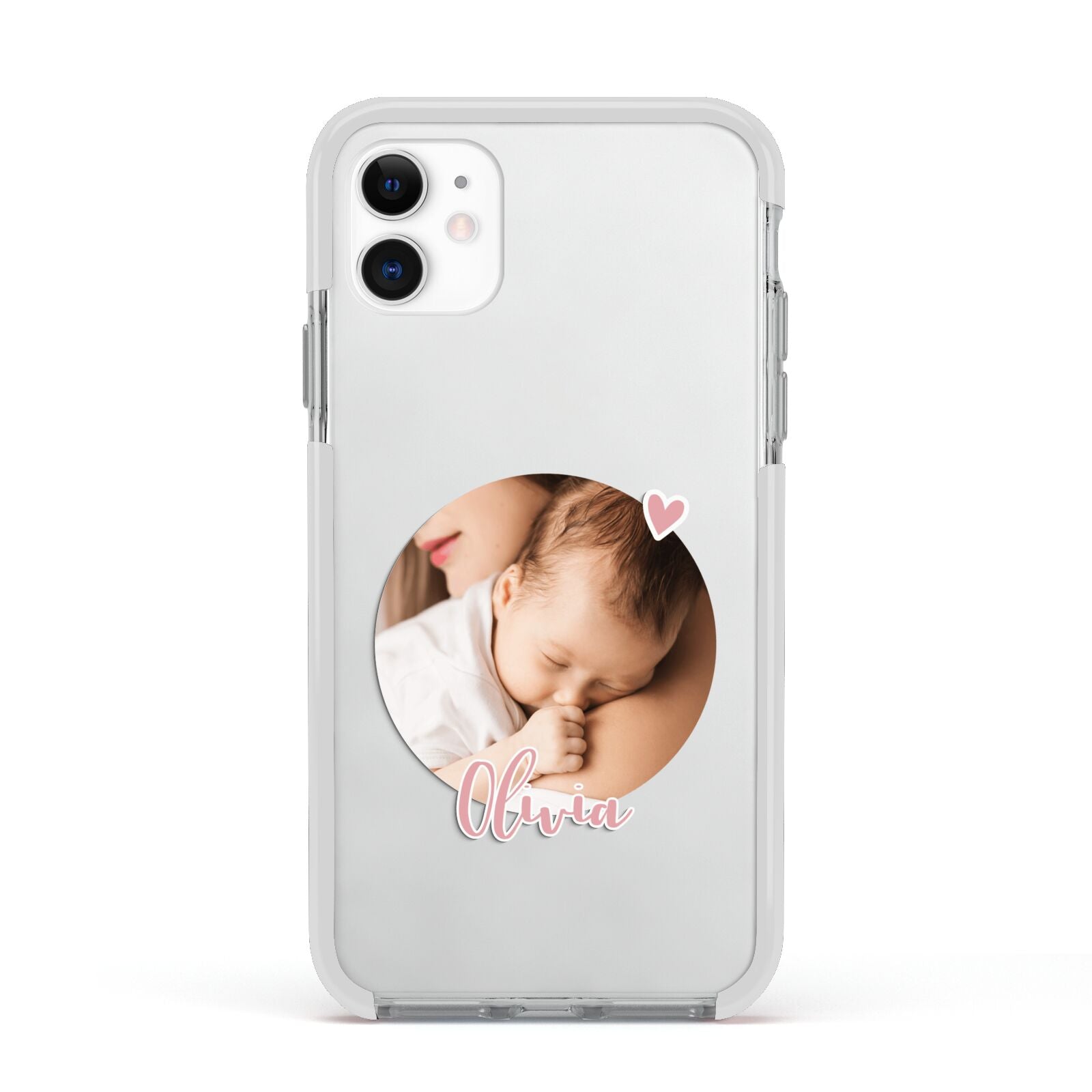 Round Photo Love Upload Apple iPhone 11 in White with White Impact Case