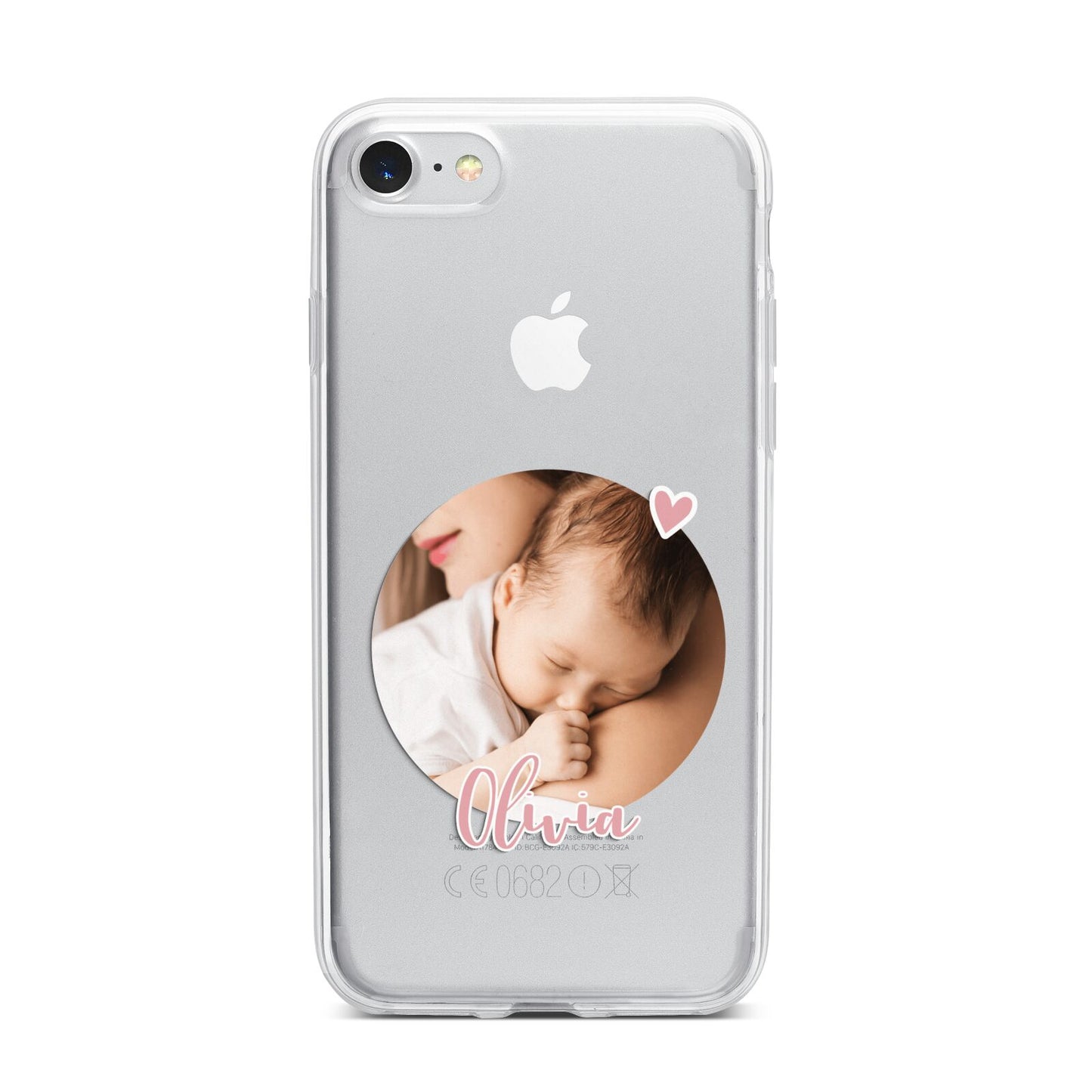 Round Photo Love Upload iPhone 7 Bumper Case on Silver iPhone