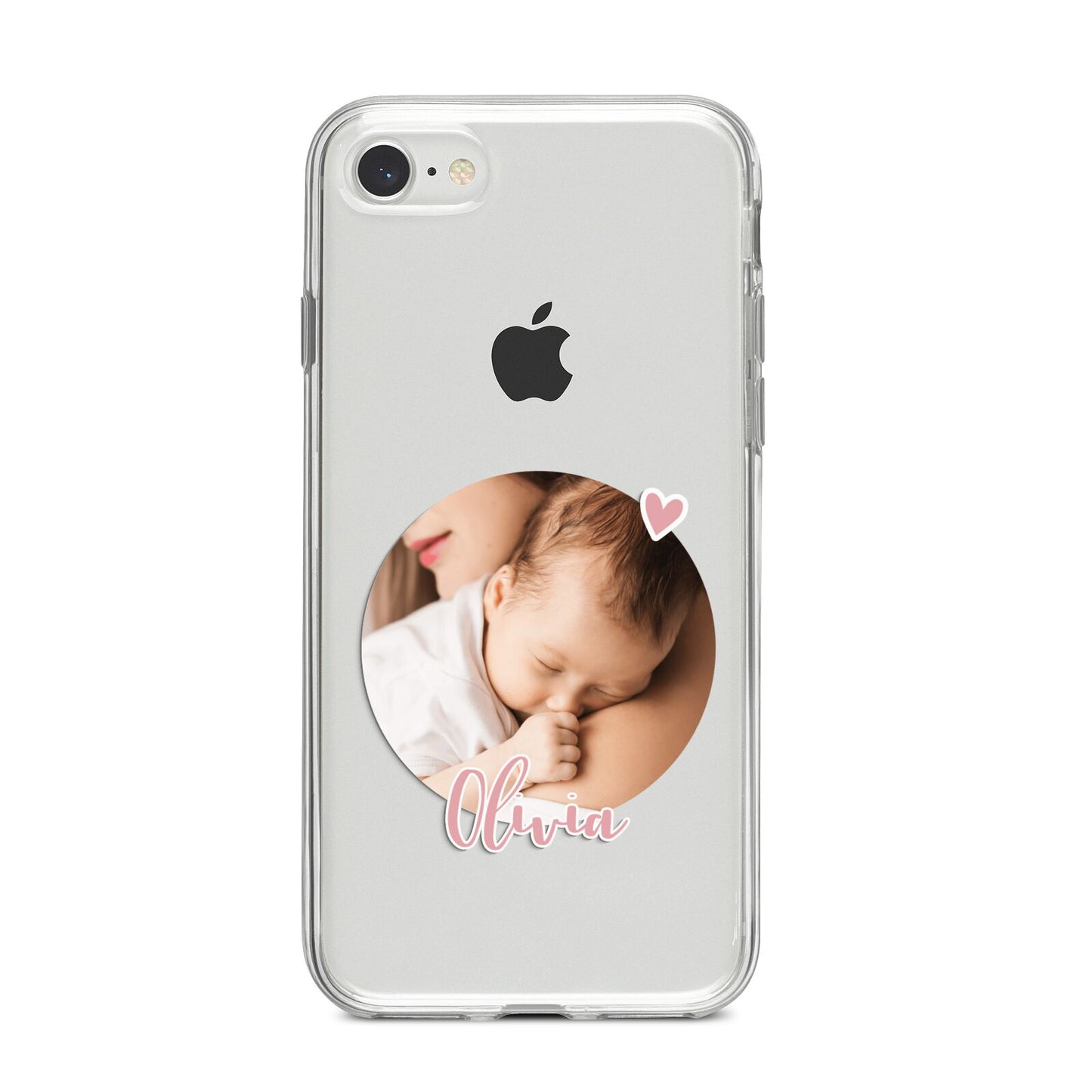 Round Photo Love Upload iPhone 8 Bumper Case on Silver iPhone