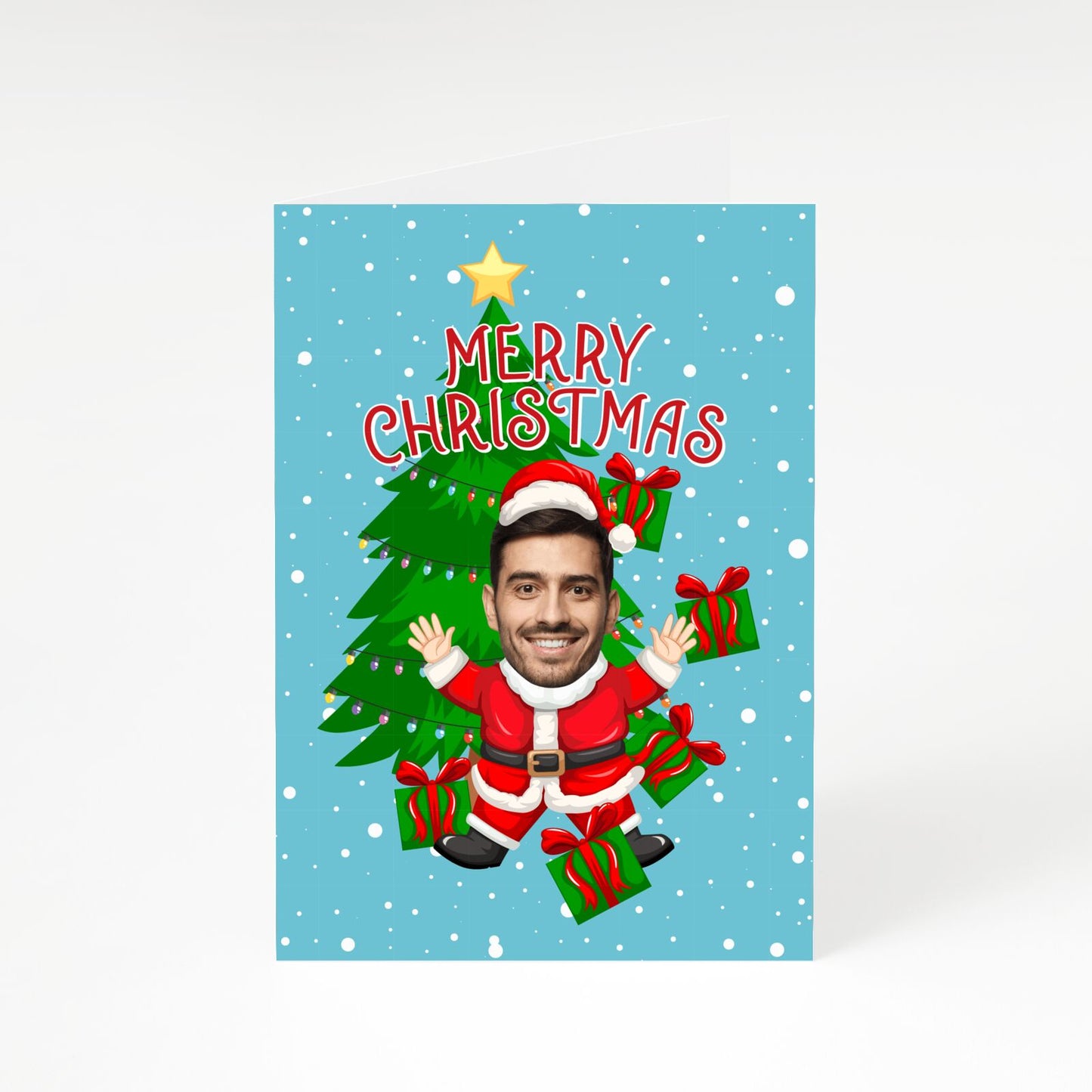 Santa Face Cutout Personalised A5 Greetings Card