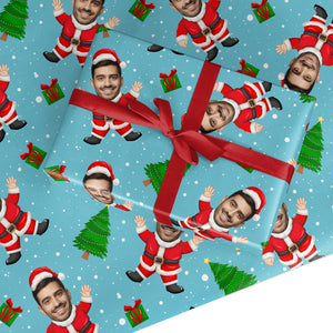 Santa Face Cutout Personalised Wrapping Paper
