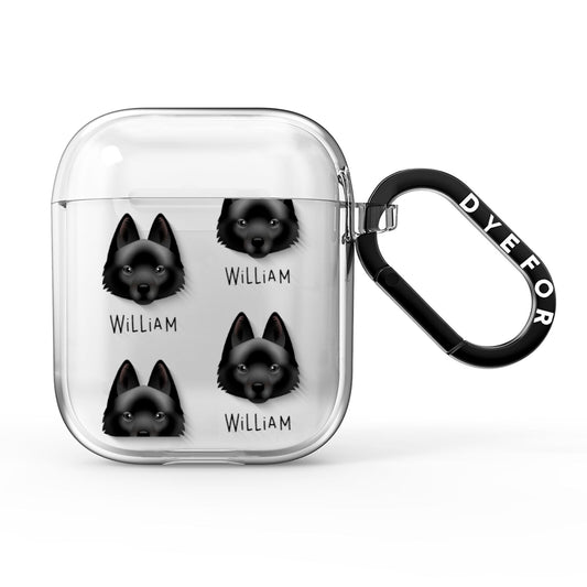 Schipperke Icon with Name AirPods Clear Case