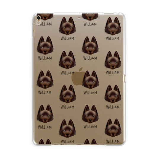 Schipperke Icon with Name Apple iPad Gold Case
