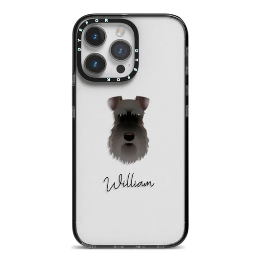 Schnauzer Personalised iPhone 14 Pro Max Black Impact Case on Silver phone
