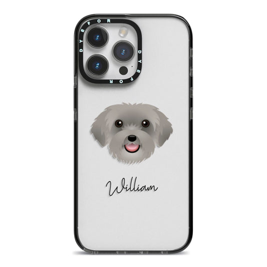 Schnoodle Personalised iPhone 14 Pro Max Black Impact Case on Silver phone