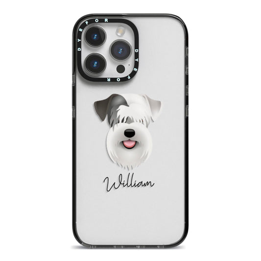 Sealyham Terrier Personalised iPhone 14 Pro Max Black Impact Case on Silver phone