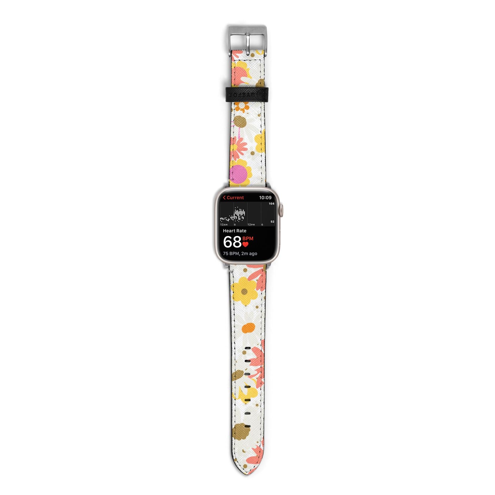 Seventies Floral Apple Watch Strap Size 38mm with Silver Hardware