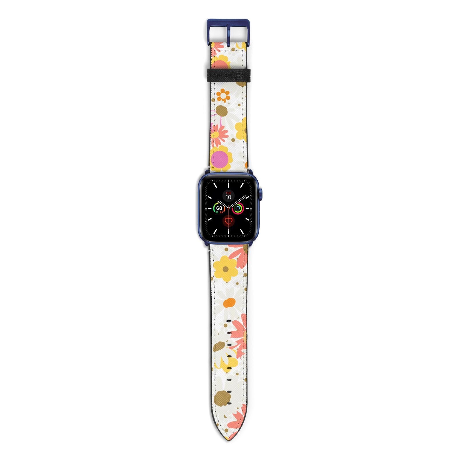 Seventies Floral Apple Watch Strap with Blue Hardware
