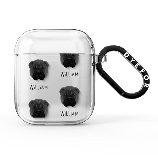Shar Pei Icon with Name AirPods Clear Case