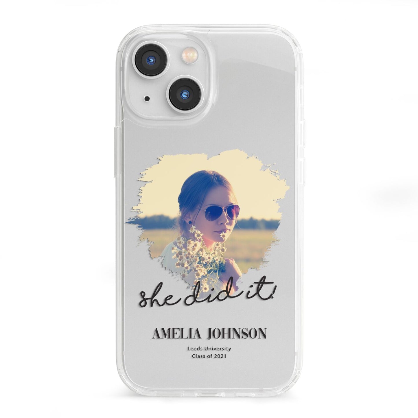 She Did It Graduation Photo with Name iPhone 13 Mini Clear Bumper Case