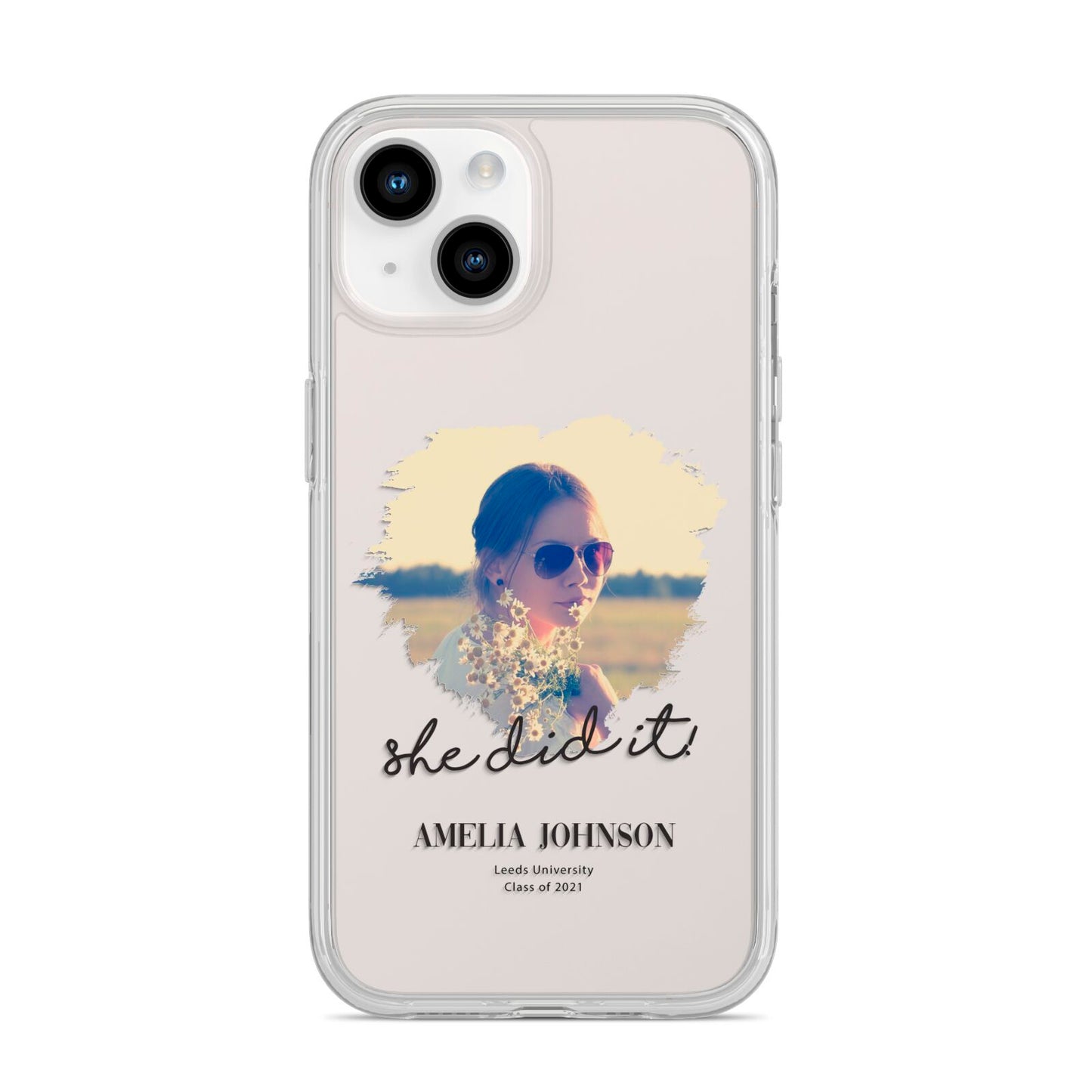She Did It Graduation Photo with Name iPhone 14 Clear Tough Case Starlight