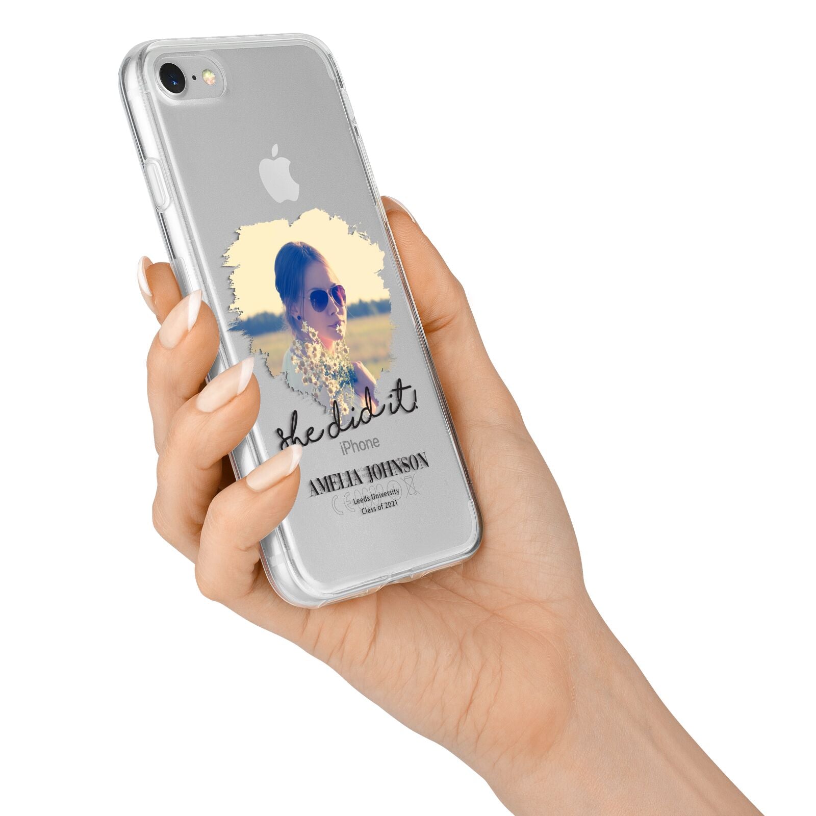 She Did It Graduation Photo with Name iPhone 7 Bumper Case on Silver iPhone Alternative Image