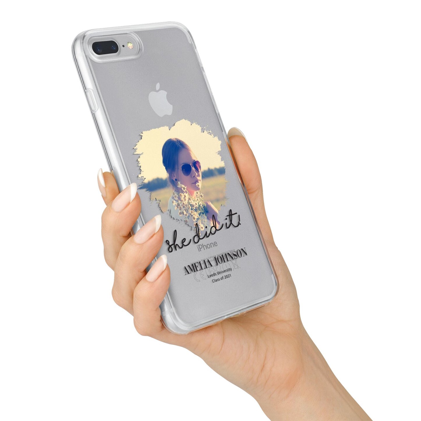 She Did It Graduation Photo with Name iPhone 7 Plus Bumper Case on Silver iPhone Alternative Image